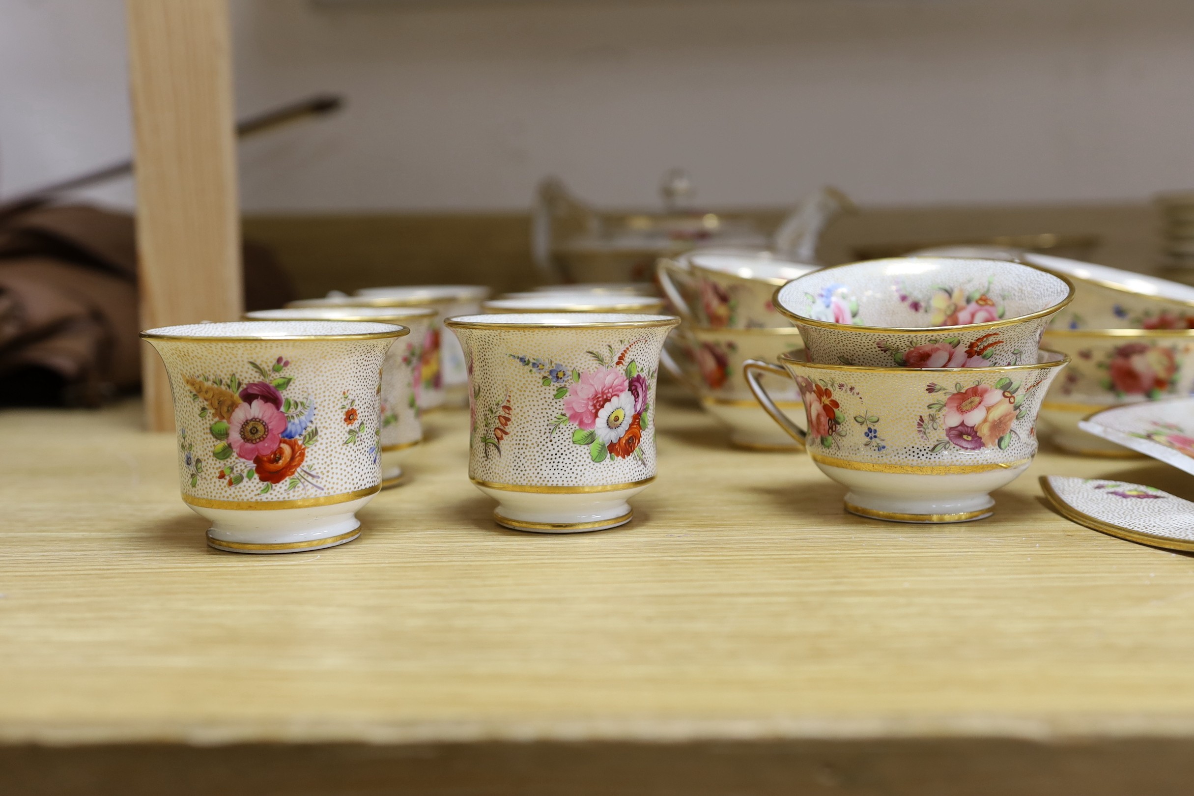 A Coalport ‘Improved feltspar’ porcelain part tea and coffee service, c.1825